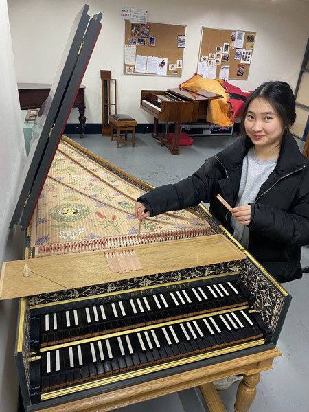 Maggie Zeng working on the Sydney Conservatorium Ruckers Double harpsichord1103K jpeg